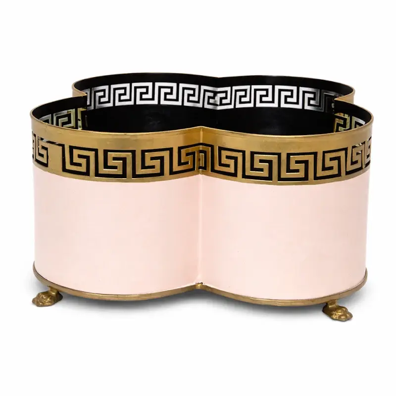 Thumbnail: Pink & Gold Greek Key Quatrefoil Planter