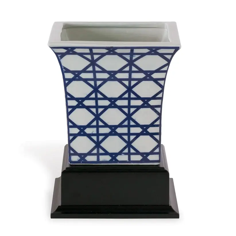 Thumbnail: Square Porcelain Planter-Wood stand