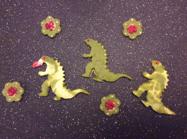 Godzilla matcha cookies!