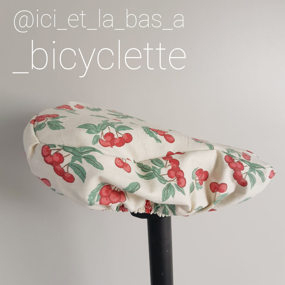 Miniature : Couvre-selle vélo coton & éponge UpCyclés - Cerisette - anti transp