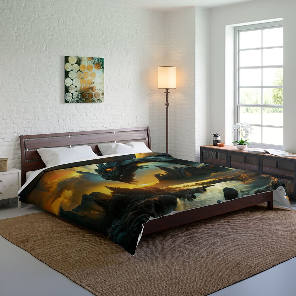 Thumbnail: Dark Forecast Comforter - Cozy Bedding for Mythical Lovers, Perfect Home Decor