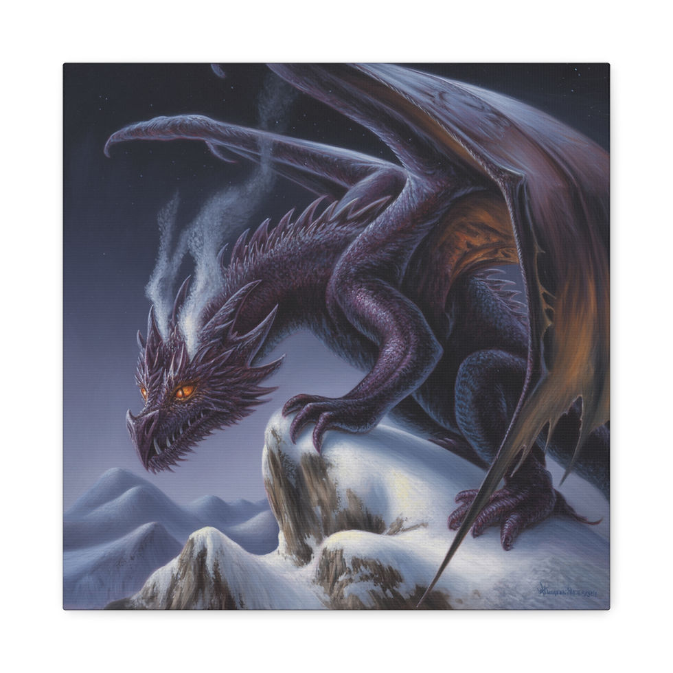 Thumbnail: Dragon Artwork Canvas Print — Fantasy Ice Dragon Matte Stretched Wall Art
