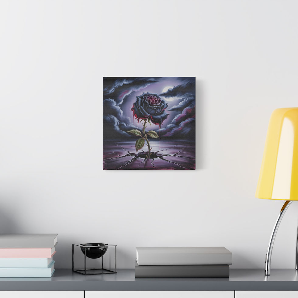 Thumbnail: Dark Gothic Rose Matte Canvas Wall Art — Bleeding Black Rose Stretched Print