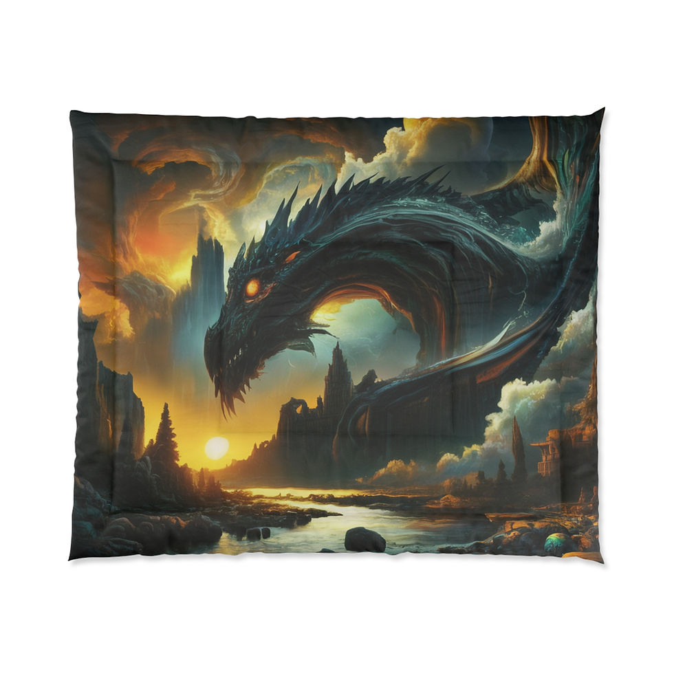 Thumbnail: Dark Forecast Comforter - Cozy Bedding for Mythical Lovers, Perfect Home Decor