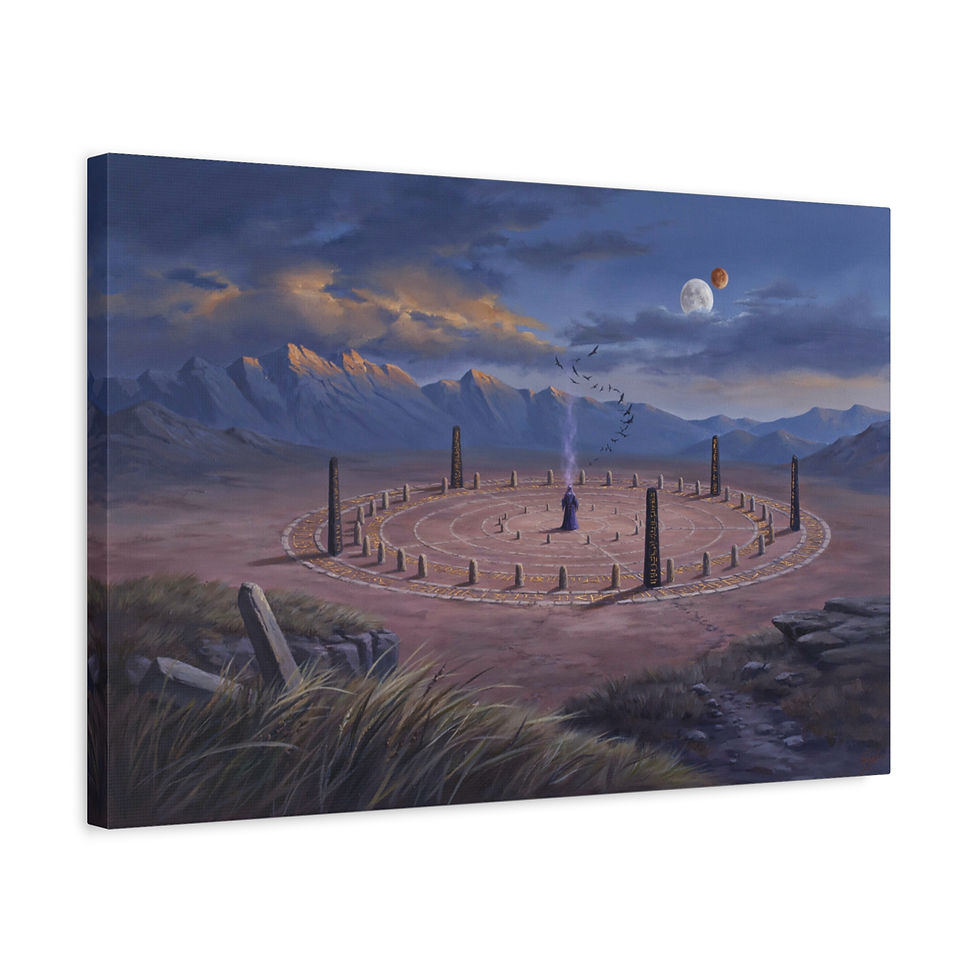 Thumbnail: Mystic Stone Circle Matte Canvas Print — Fantasy Landscape Wall Art