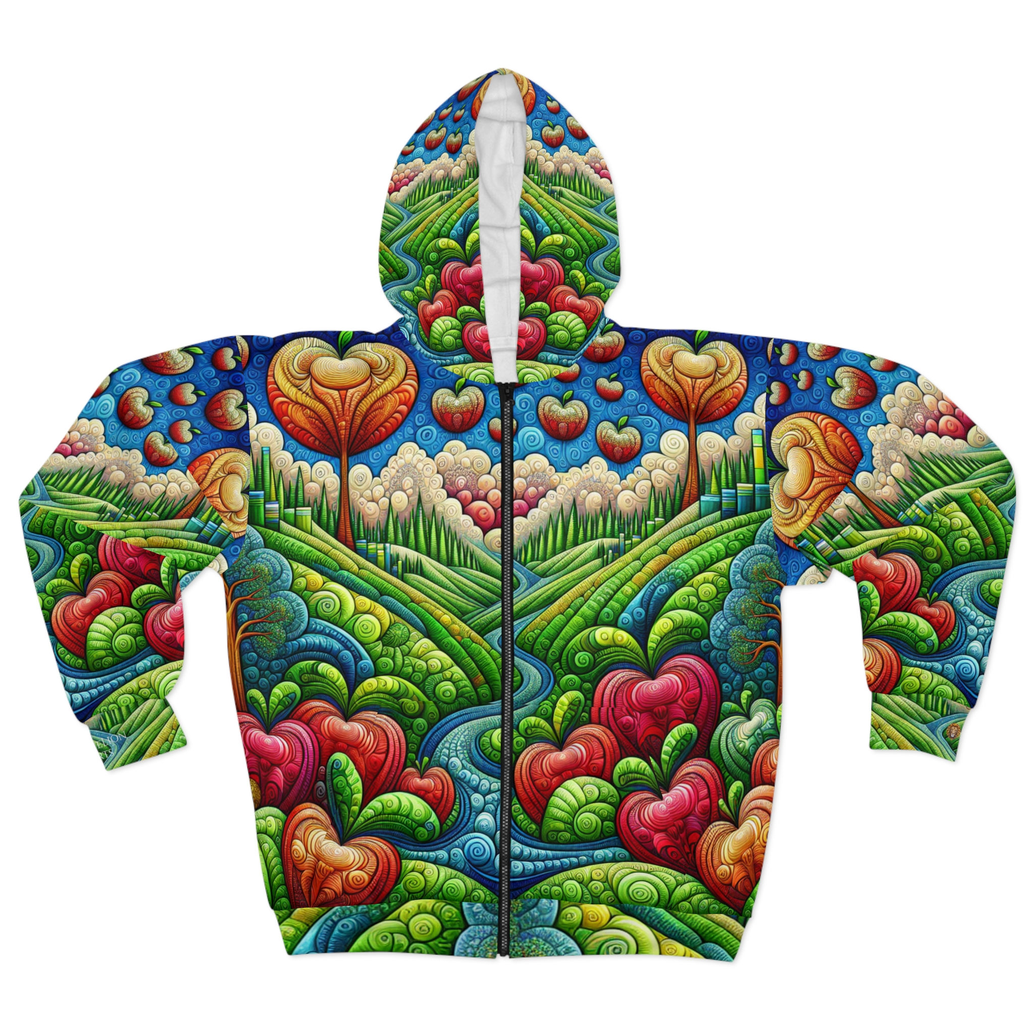 Apples for Teacher Premium Zip Hoodie - Cozy and Vibrant Design for Teachers