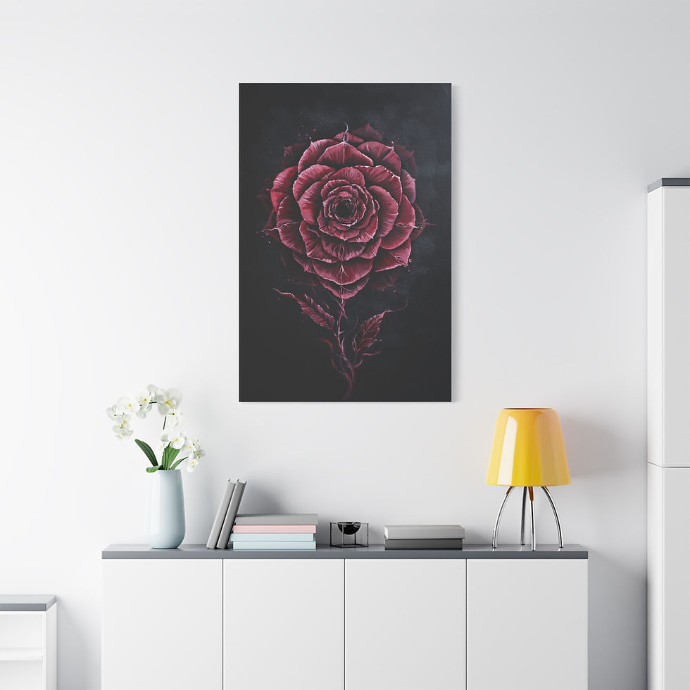 Thumbnail: Dark Rose Art Canvas Print – Burgundy Floral Wall Decor, Matte Stretched Canvas