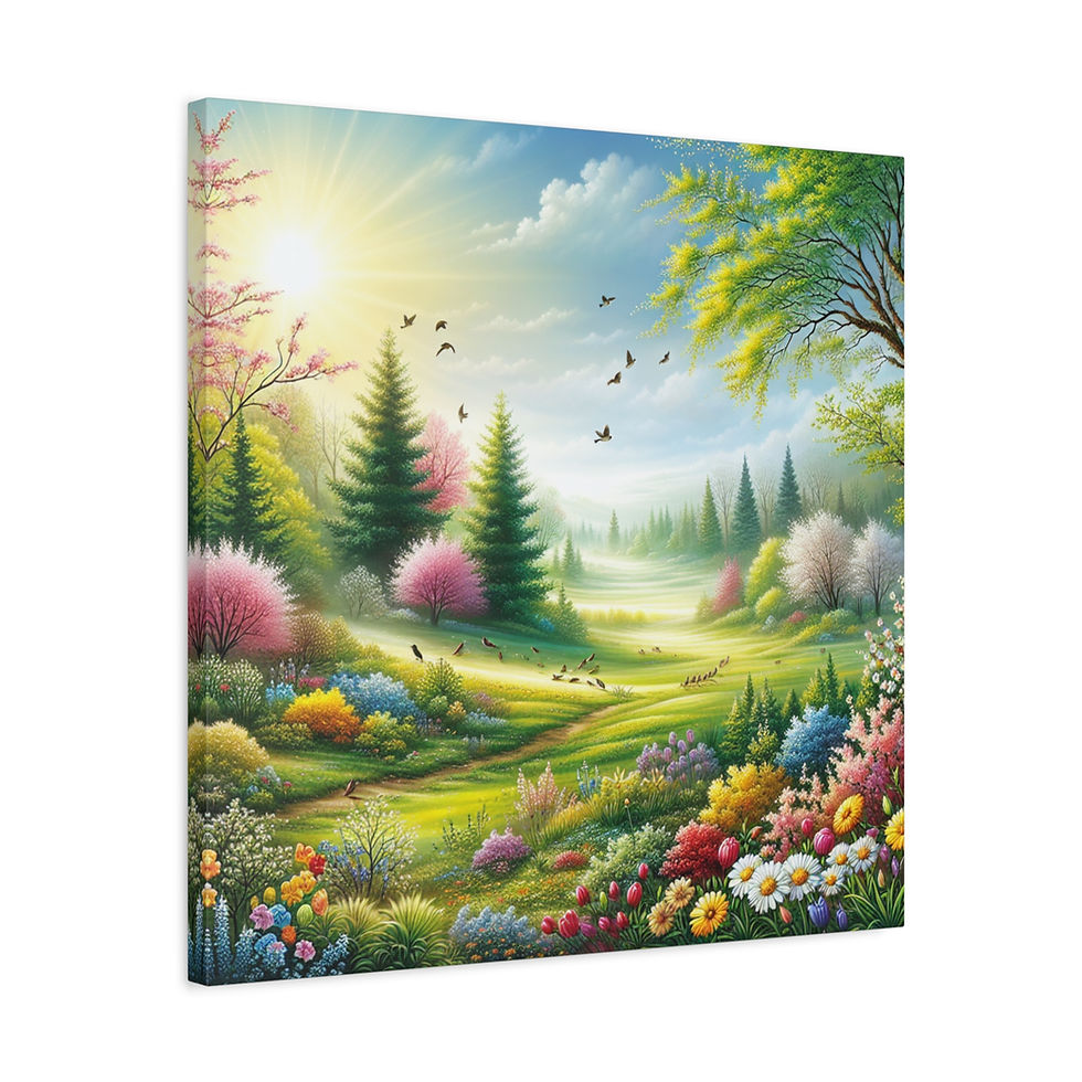 Thumbnail: April Spring Landscape Canvas Art - Colorful Nature Wall Decor
