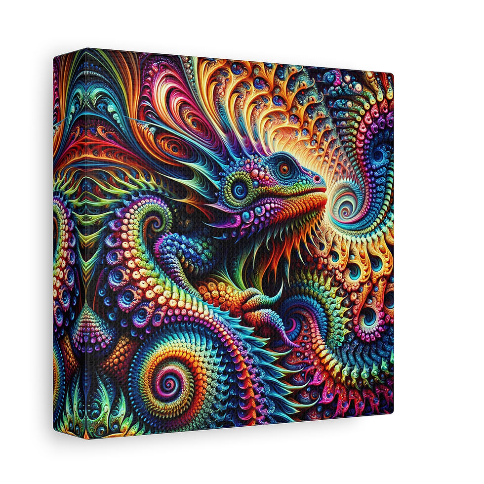 Thumbnail: Radiant Reptile Canvas Wall Art, Colorful Wall Decor, Psychedelic Artwork
