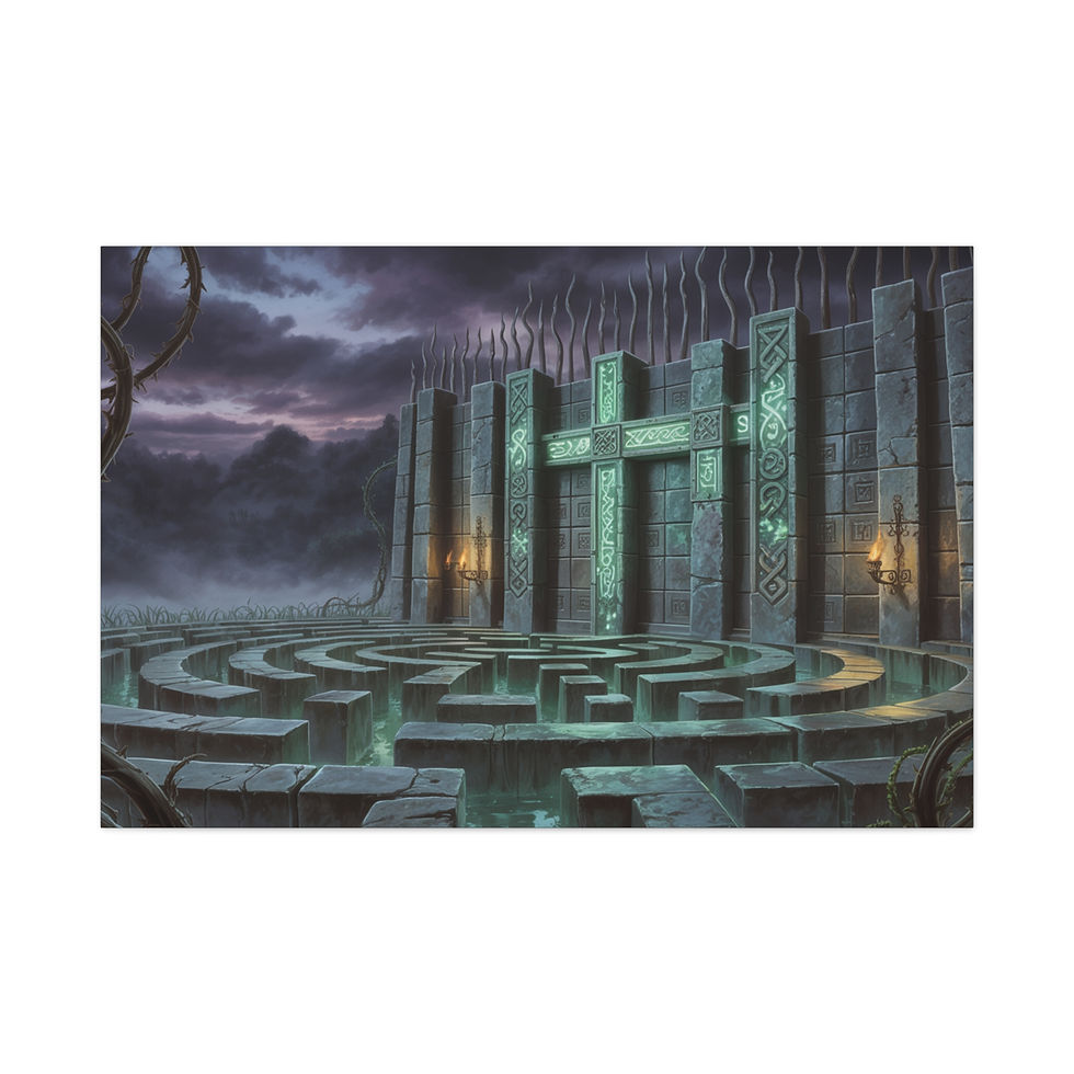 Thumbnail: Mystic Labyrinth Matte Canvas Wall Art - Fantasy Maze Stretched Print