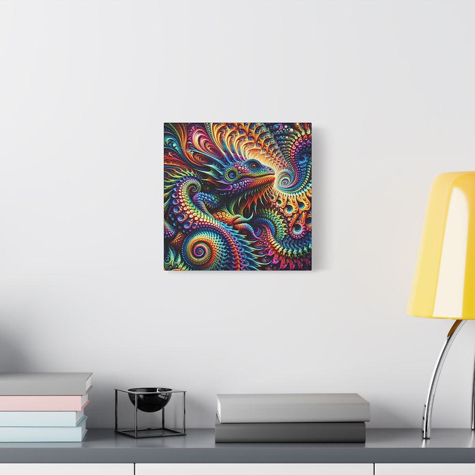 Thumbnail: Radiant Reptile Canvas Wall Art, Colorful Wall Decor, Psychedelic Artwork