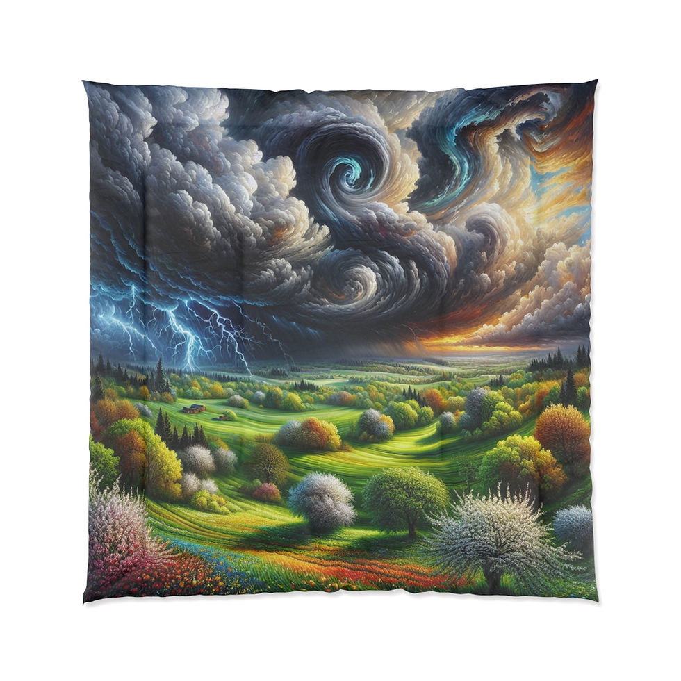 Thumbnail: Nature's Storm Landscape Comforter – Cozy Artwork for Nature Lovers