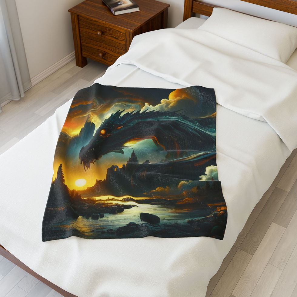 Thumbnail: Dark Forecast Plush Blanket, Cozy Throw for Home, Dragon Lover Gift, Warm Decor