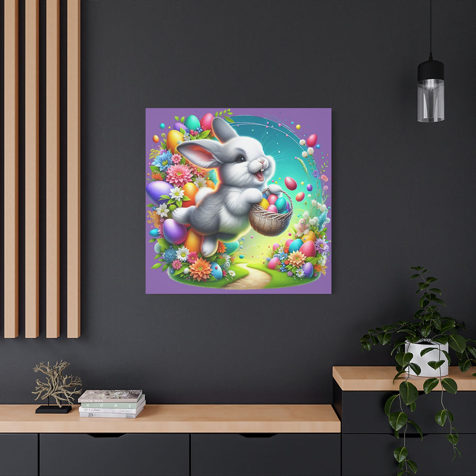 Thumbnail: Easter Bunny Canvas Art - Colorful Spring Decor