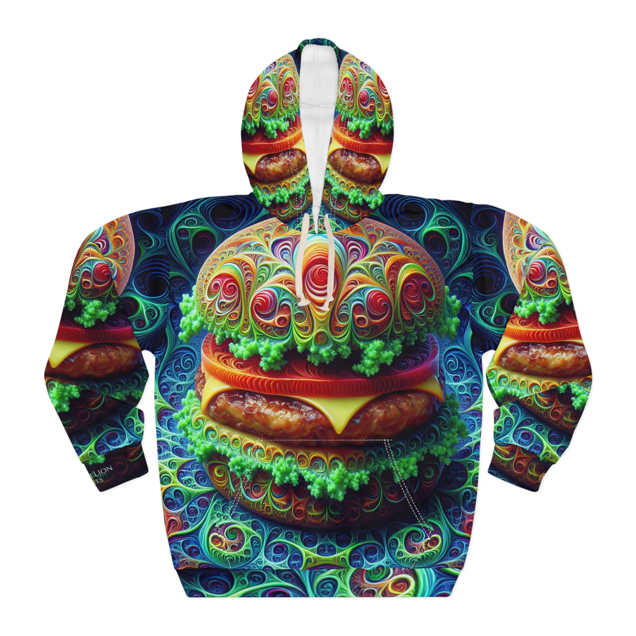 Hamburger Thoughts Premium Pullover Hoodie, Fun Foodie Gift, Unique Hoodie