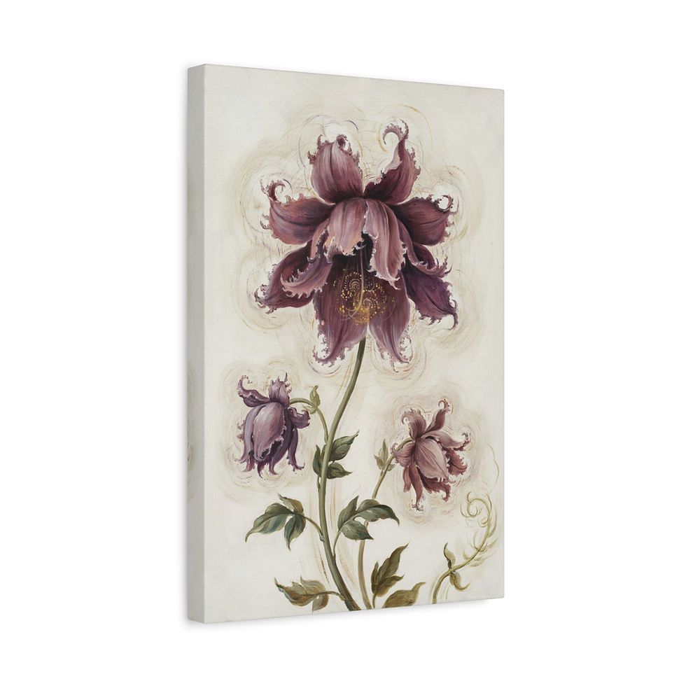 Thumbnail: Vintage Purple Floral Canvas Wall Art — Matte Stretched Flower Print