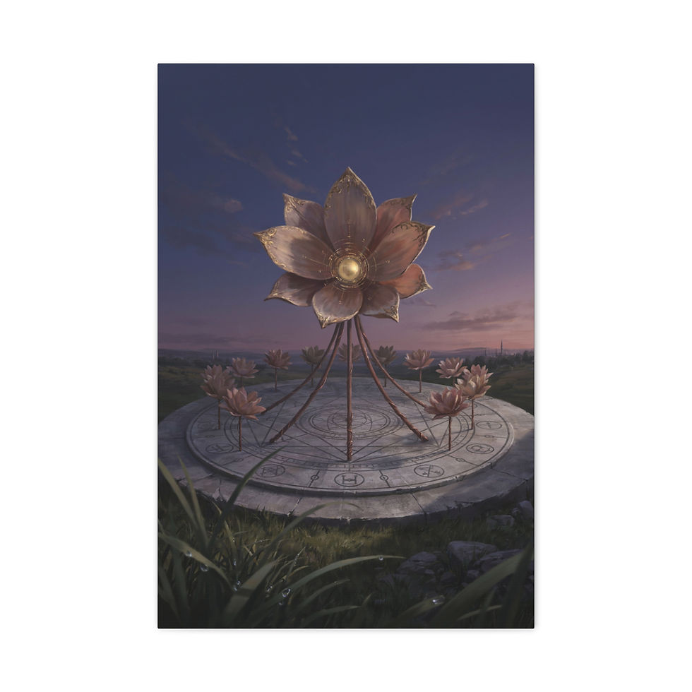 Thumbnail: Mystic Lotus Garden Canvas Print — Stretched Matte Wall Art