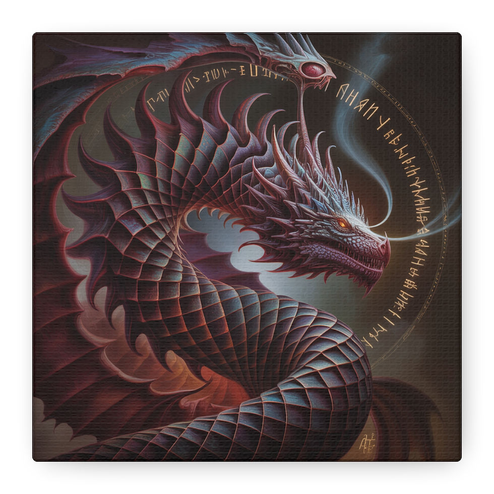 Thumbnail: Mythic Coiled Dragon Matte Canvas Wall Art — Stretched 1.25"