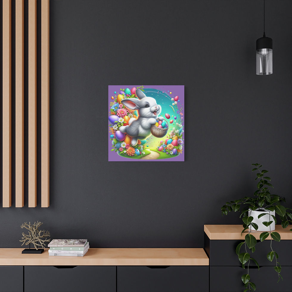 Thumbnail: Easter Bunny Canvas Art - Colorful Spring Decor