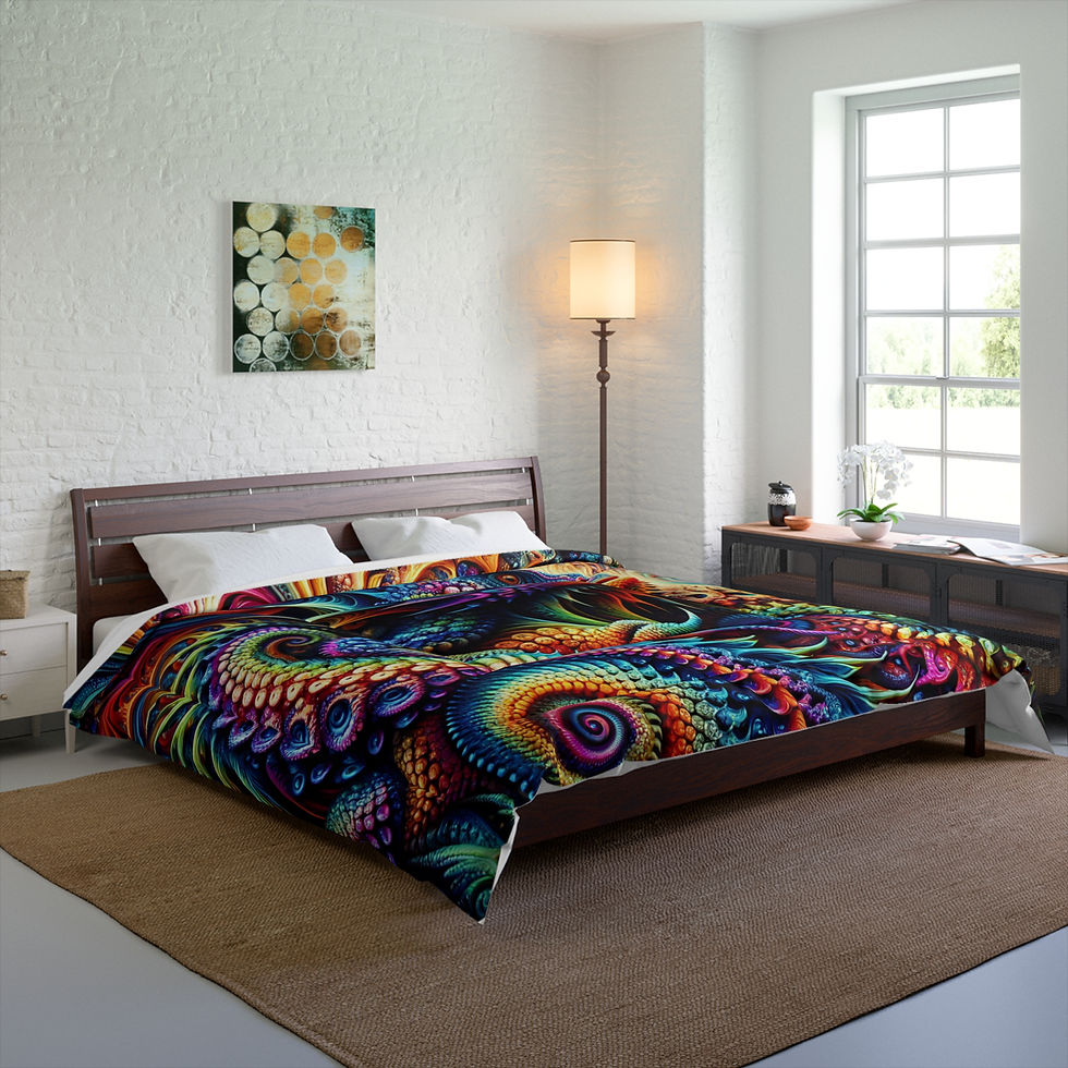 Thumbnail: Radiant Reptile Comforter - Unique Gift, Psychedelic Design, Bedroom Makeover