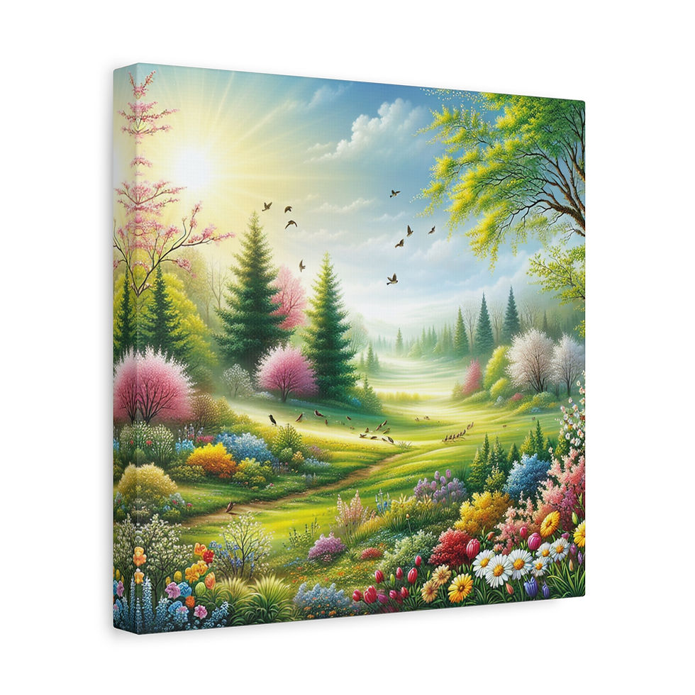 Thumbnail: April Spring Landscape Canvas Art - Colorful Nature Wall Decor