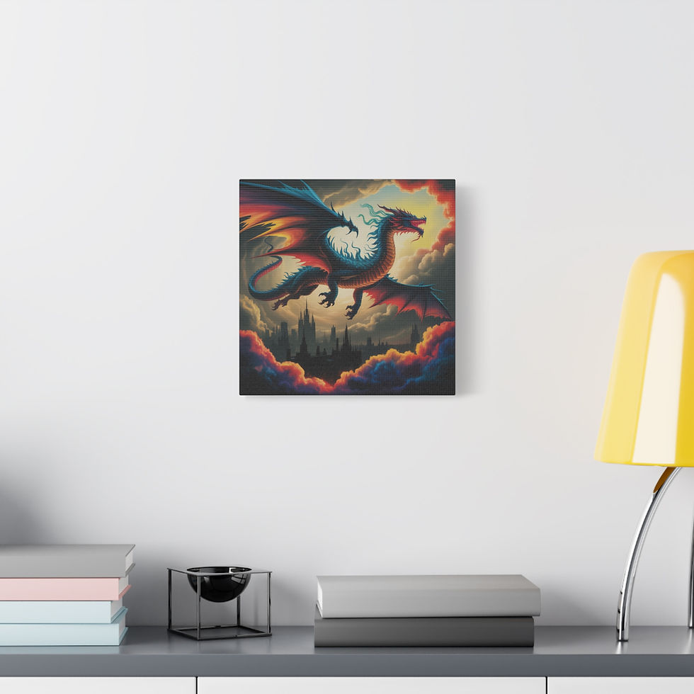 Thumbnail: Dragon at Dawn Canvas Wall Art, Wall Decor, Colorful Dragon Artwork