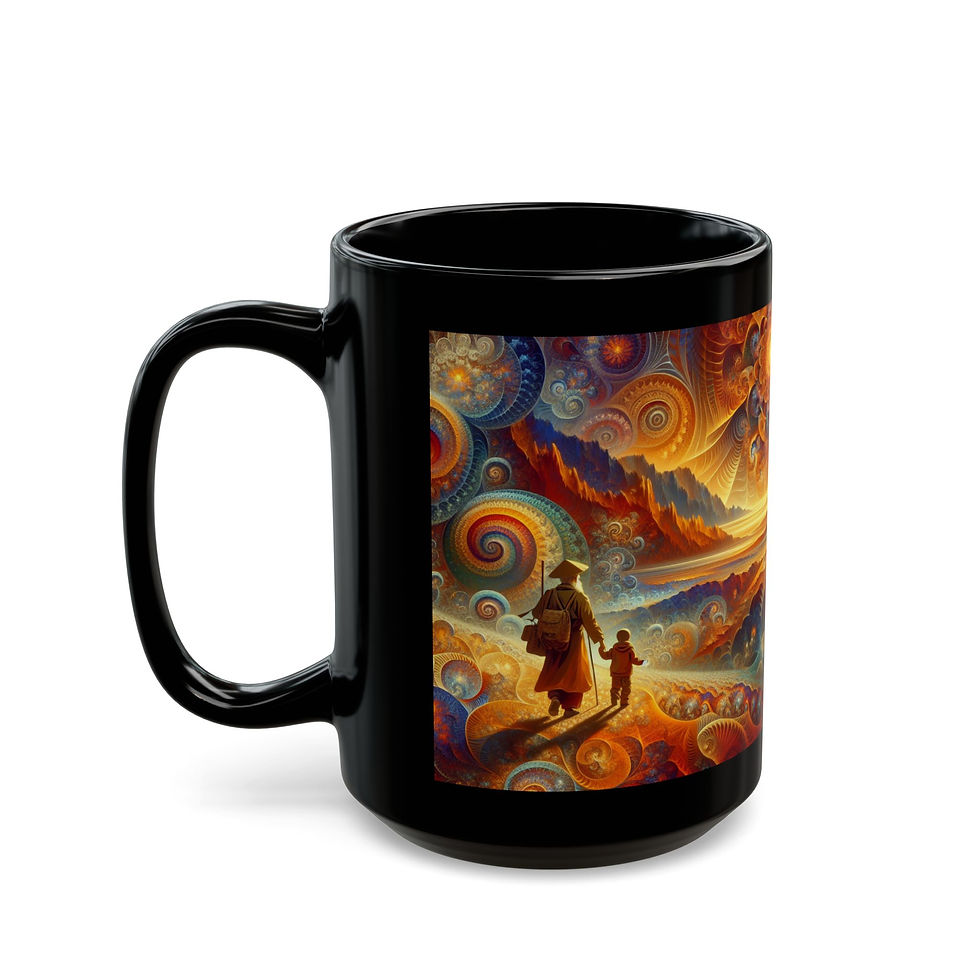 Thumbnail: Passing Wisdom Black Mug - Unique Design for Dreamers and Thinkers