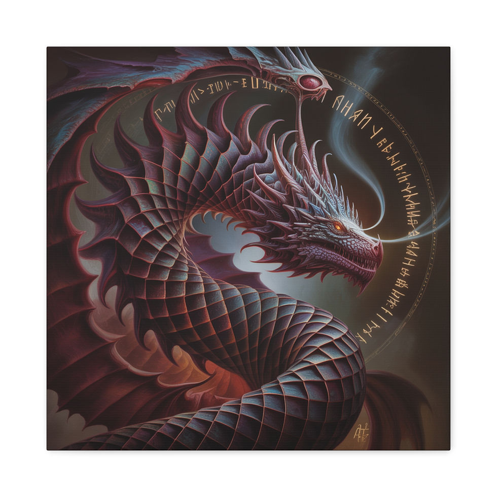 Thumbnail: Mythic Coiled Dragon Matte Canvas Wall Art — Stretched 1.25"