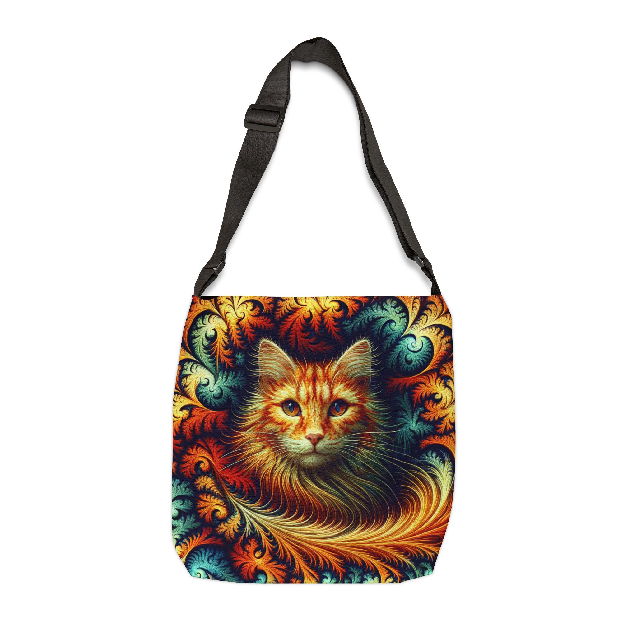 Feathered Feline Adjustable Tote Bag - Pet Lover Gift, Eco-Friendly Bag