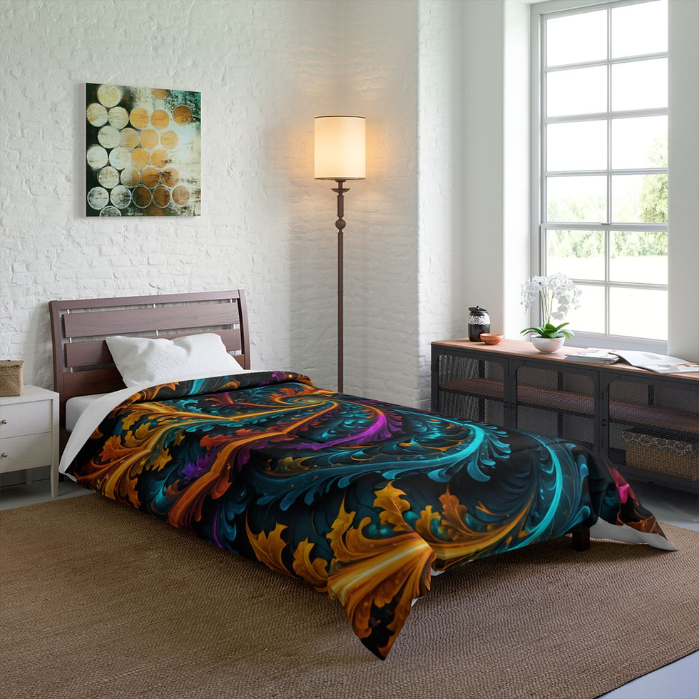 Thumbnail: Autumnal Spiral Comforter, Cozy Bedding, Colorful Home Decor