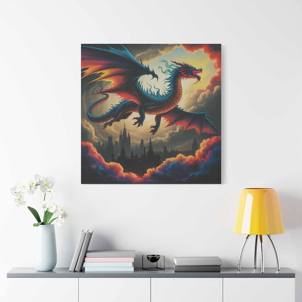 Thumbnail: Dragon at Dawn Canvas Wall Art, Wall Decor, Colorful Dragon Artwork