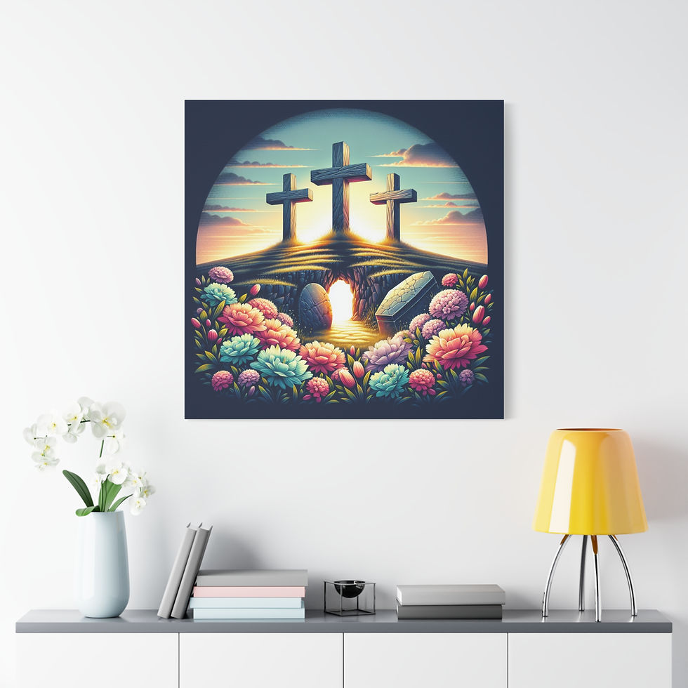 Thumbnail: Inspirational Canvas Art - Vibrant Crosses with Floral Design, Gallery Wrap