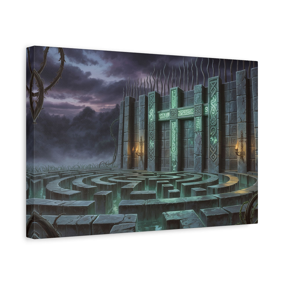 Thumbnail: Mystic Labyrinth Matte Canvas Wall Art - Fantasy Maze Stretched Print