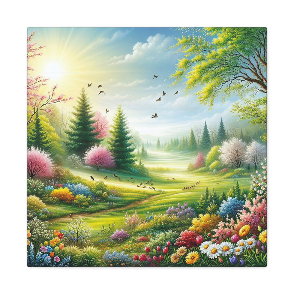 Thumbnail: April Spring Landscape Canvas Art - Colorful Nature Wall Decor