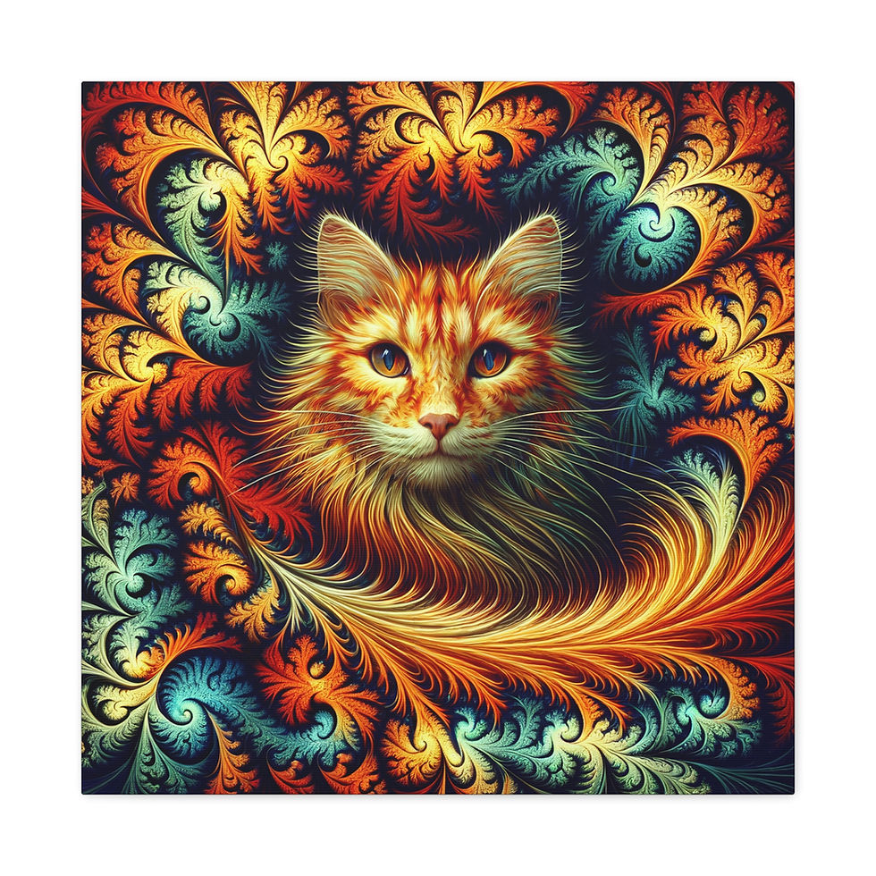 Thumbnail: Feathered Feline Canvas Wall Art, Cat Lover Wall Art, Colorful Pet Decor