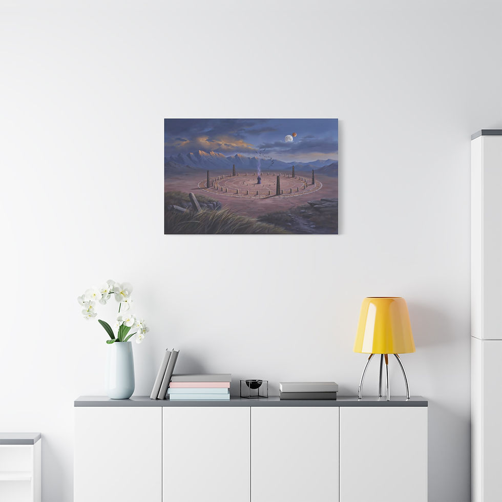 Thumbnail: Mystic Stone Circle Matte Canvas Print — Fantasy Landscape Wall Art