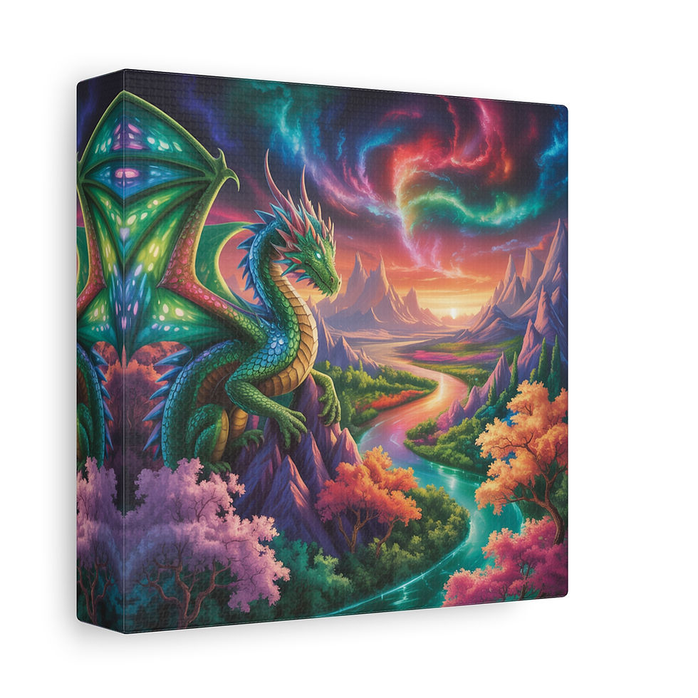 Thumbnail: June Dragon Canvas Wall Art, Home Décor for Dragon Lovers, Magical Gift