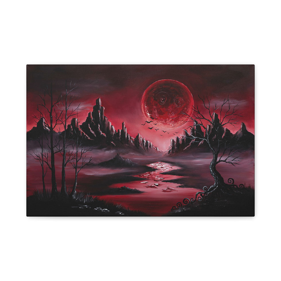 Thumbnail: Red Moon Gothic Landscape Matte Canvas Wall Art