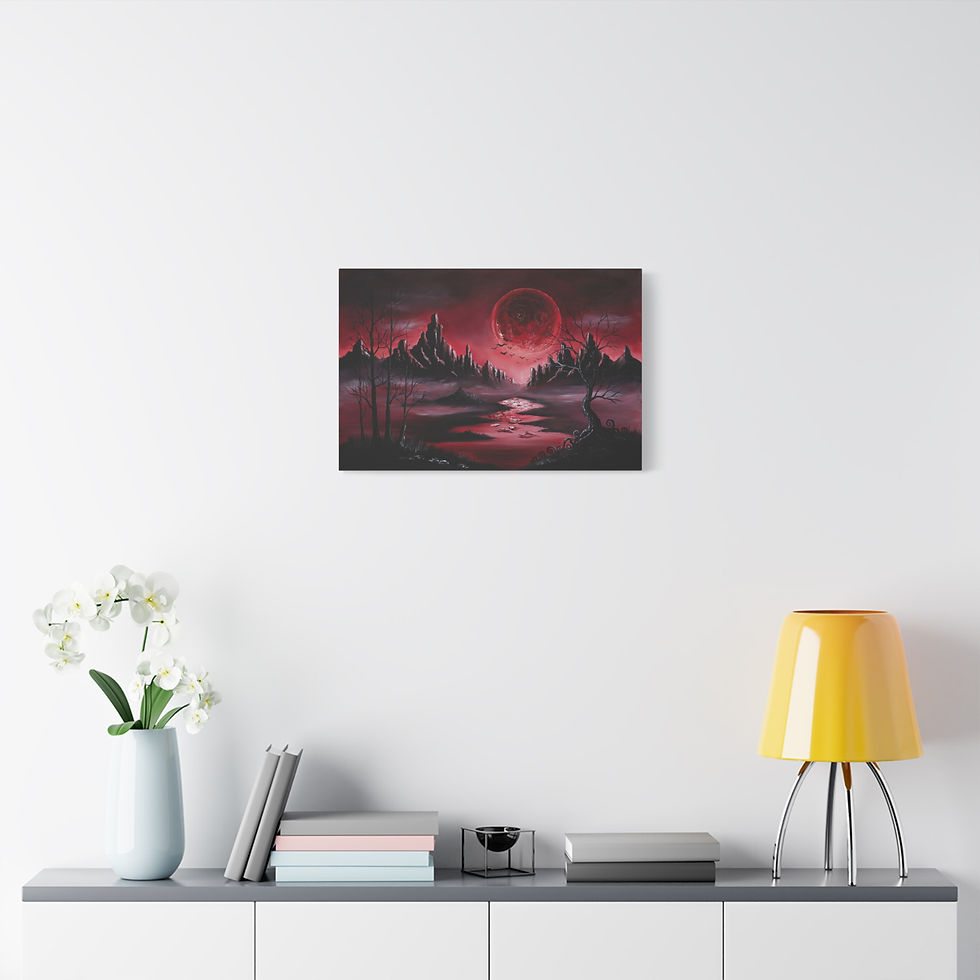 Thumbnail: Red Moon Gothic Landscape Matte Canvas Wall Art