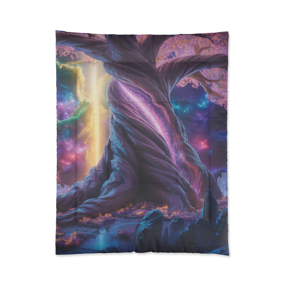 Thumbnail: Witness of Time Comforter, Galaxy Bedding, Magical Bedroom Decor