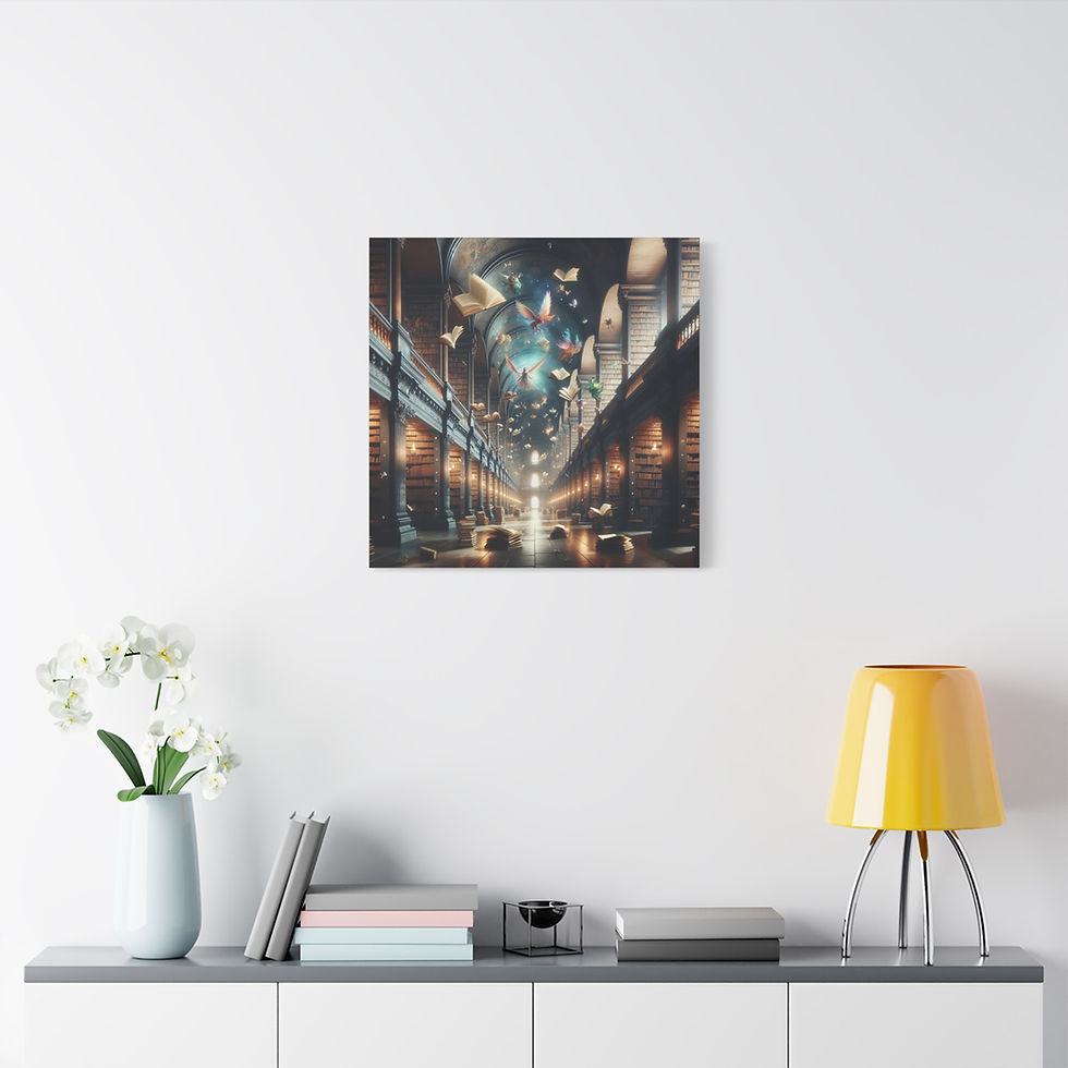 Thumbnail: Enchanting Library Canvas Wall Art, Book Lover, Literary Artwork for Bookworms