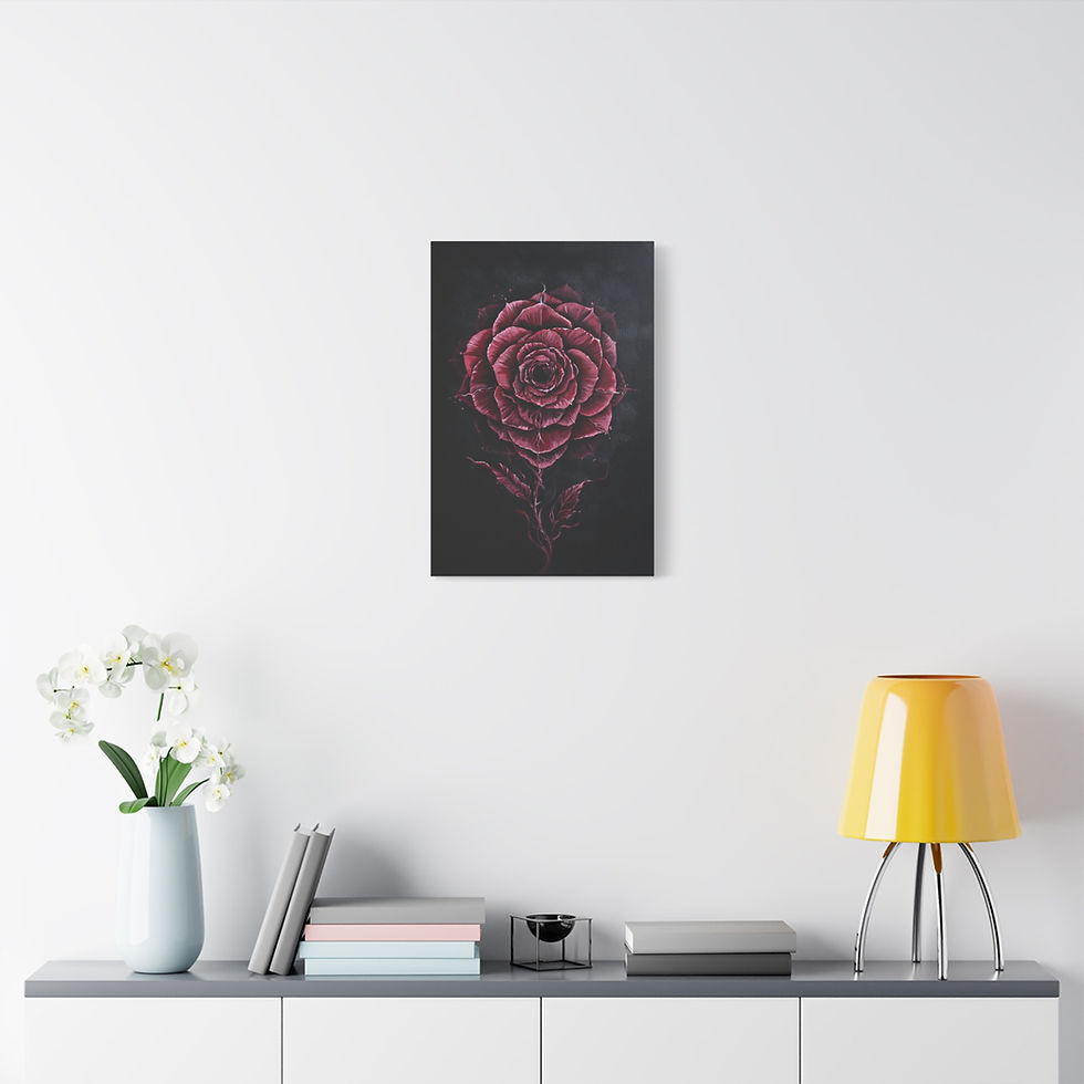 Thumbnail: Dark Rose Art Canvas Print – Burgundy Floral Wall Decor, Matte Stretched Canvas