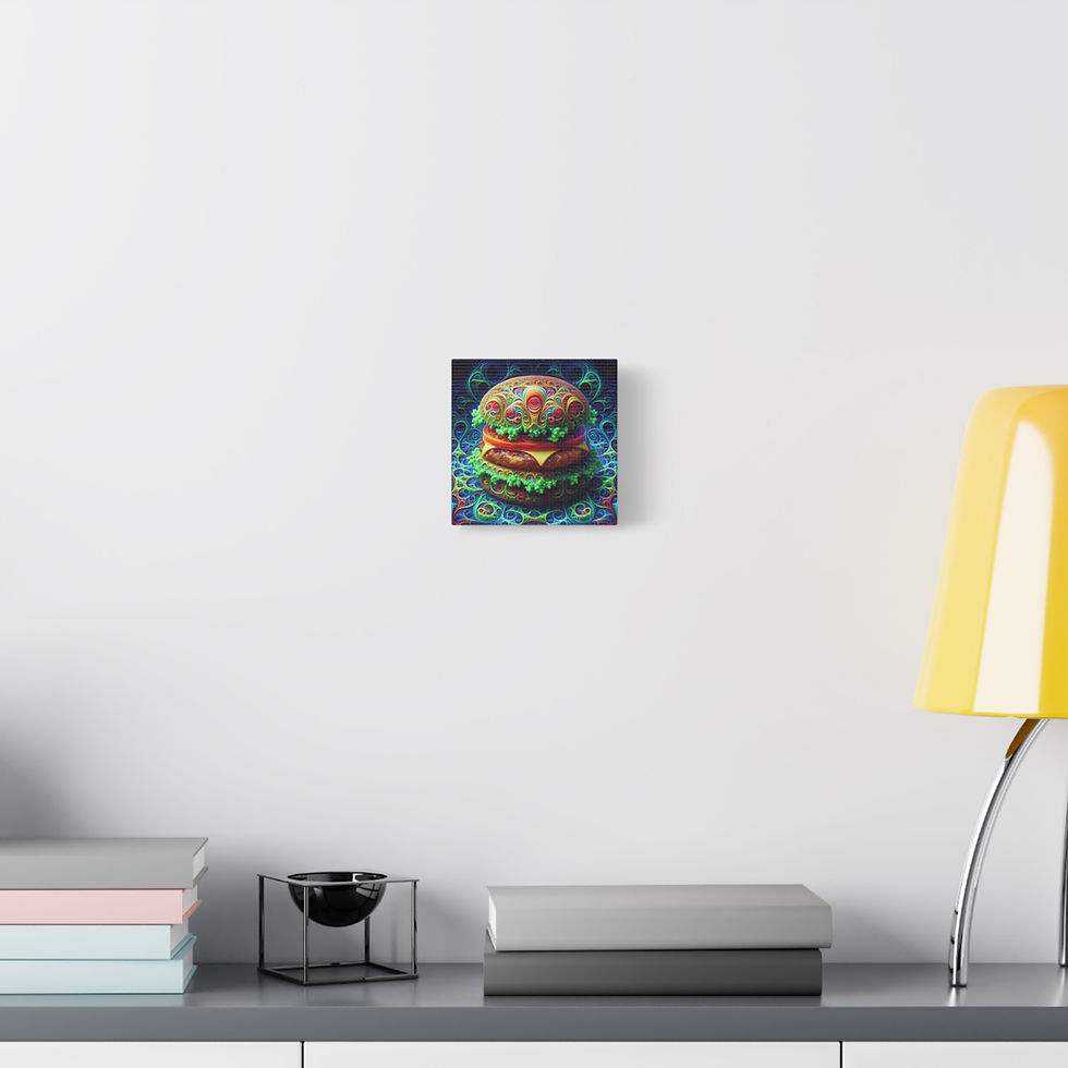 Thumbnail: Hamburger Thoughts Canvas Wall Art - Vibrant Kitchen Decor, Foodie Gift