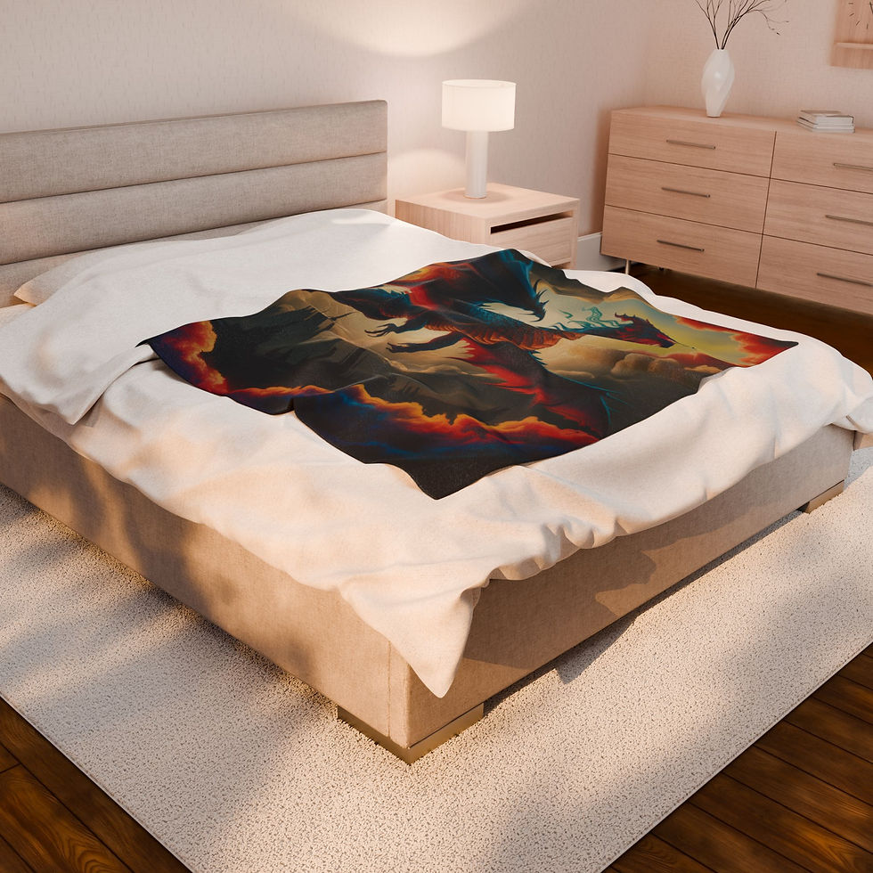 Thumbnail: Dragon at Dawn Plush Blanket | Cozy Plush Throw for Home Decor, Dragon Lovers