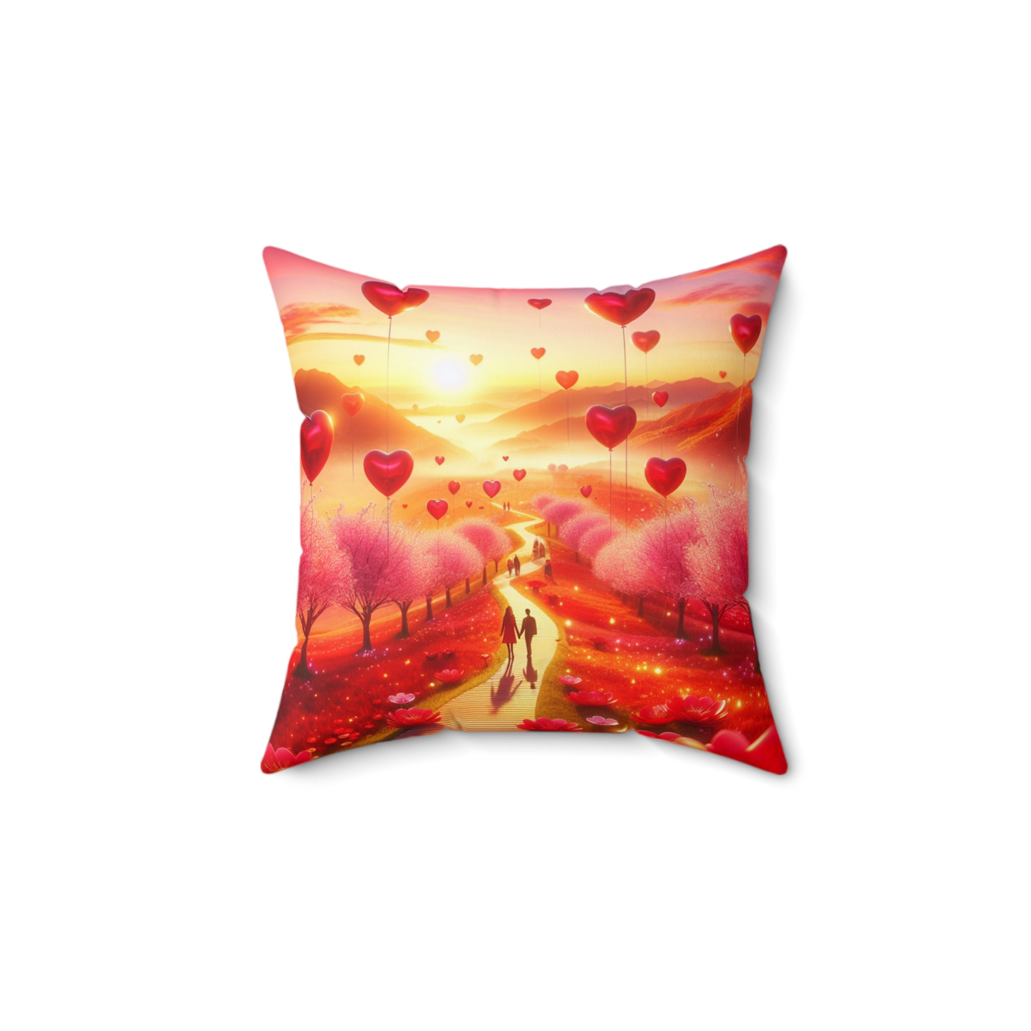 Valentines Walk - Spun Polyester Square Pillow