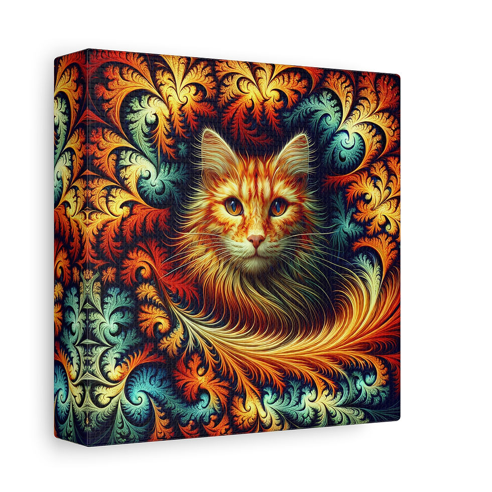 Thumbnail: Feathered Feline Canvas Wall Art, Cat Lover Wall Art, Colorful Pet Decor