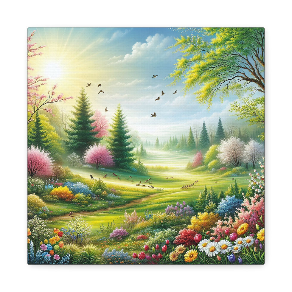 Thumbnail: April Spring Landscape Canvas Art - Colorful Nature Wall Decor