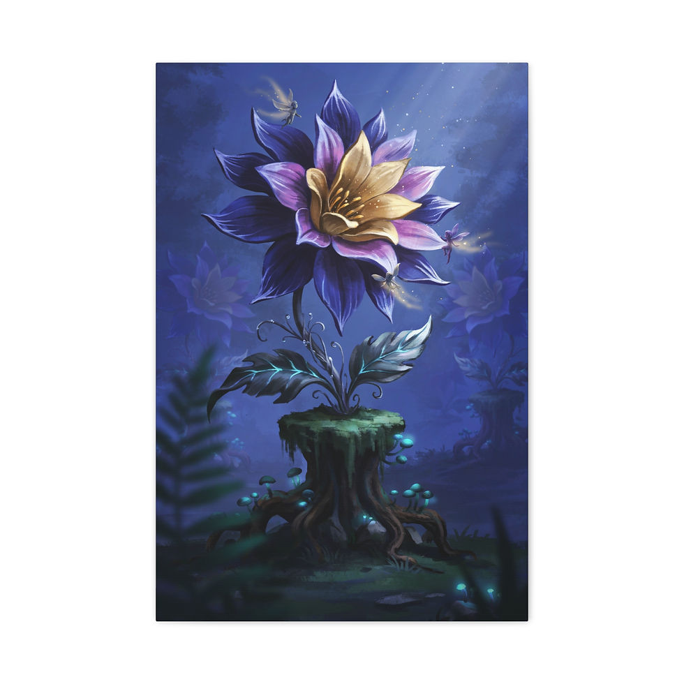 Thumbnail: Enchanted Night Bloom Canvas Print — Matte Stretched Wall Art
