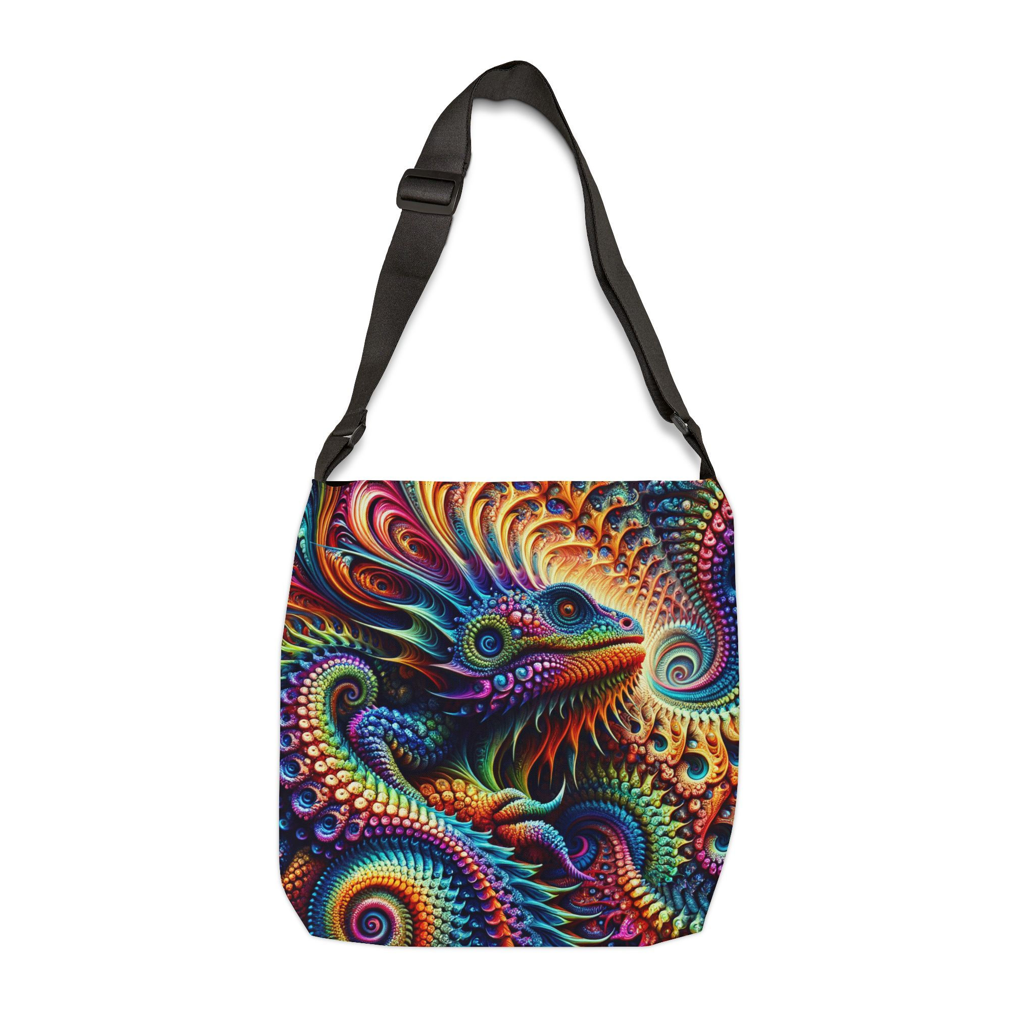 Radiant Reptile Adjustable Tote Bag - Unique Shopping Bag, Festival Essentials
