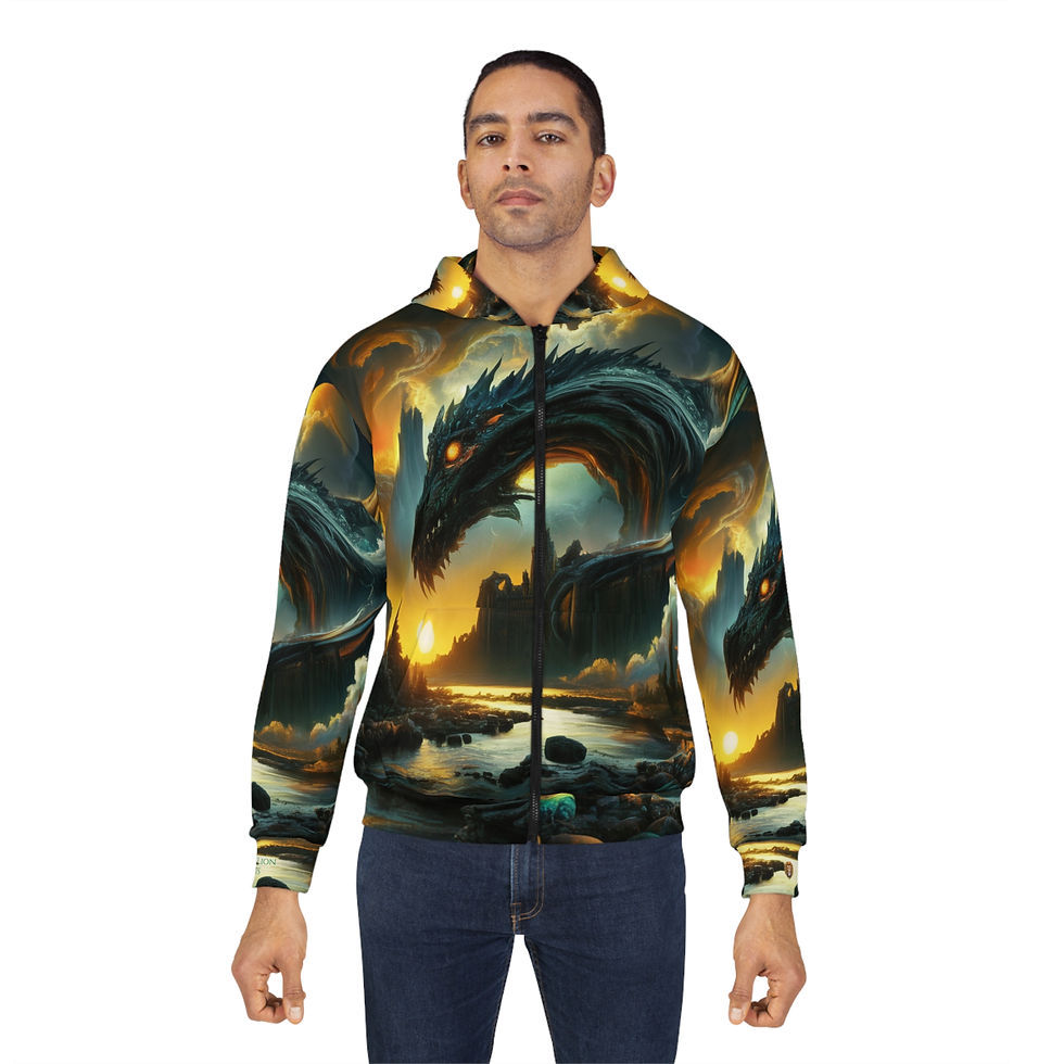 Thumbnail: Dark Forecast Premium Zip Hoodie, Gothic Sweatshirt, Dragon Lover Gift